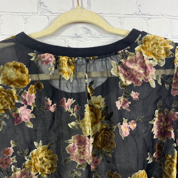 A New Day Tunic Women XXL Floral Velvet Burnout Sheer Pullover Blouse Top - Picture 6 of 11